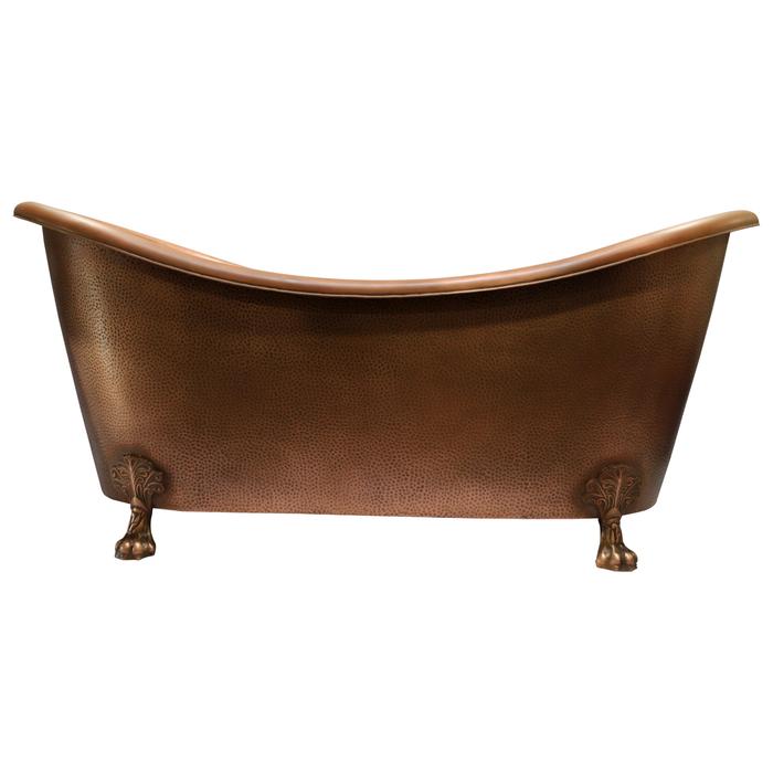 BARCLAY COTDSN68-AC-AC CELANA 67 7/8 INCH COPPER FREESTANDING OVAL SOAKER SLIPPER BATHTUB - HAMMERED ANTIQUE COPPER