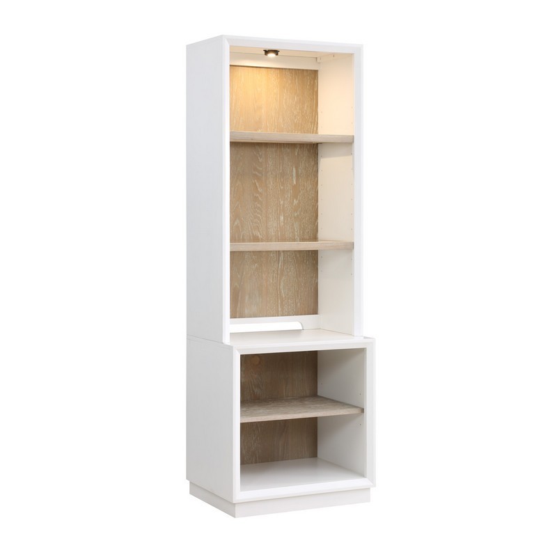 PANAMA JACK 150-440-435C BOCA 26 INCH GRANDE LOW BOOKCASE WITH HUTCH - WHITE AND BRUSHED NATURAL OAK