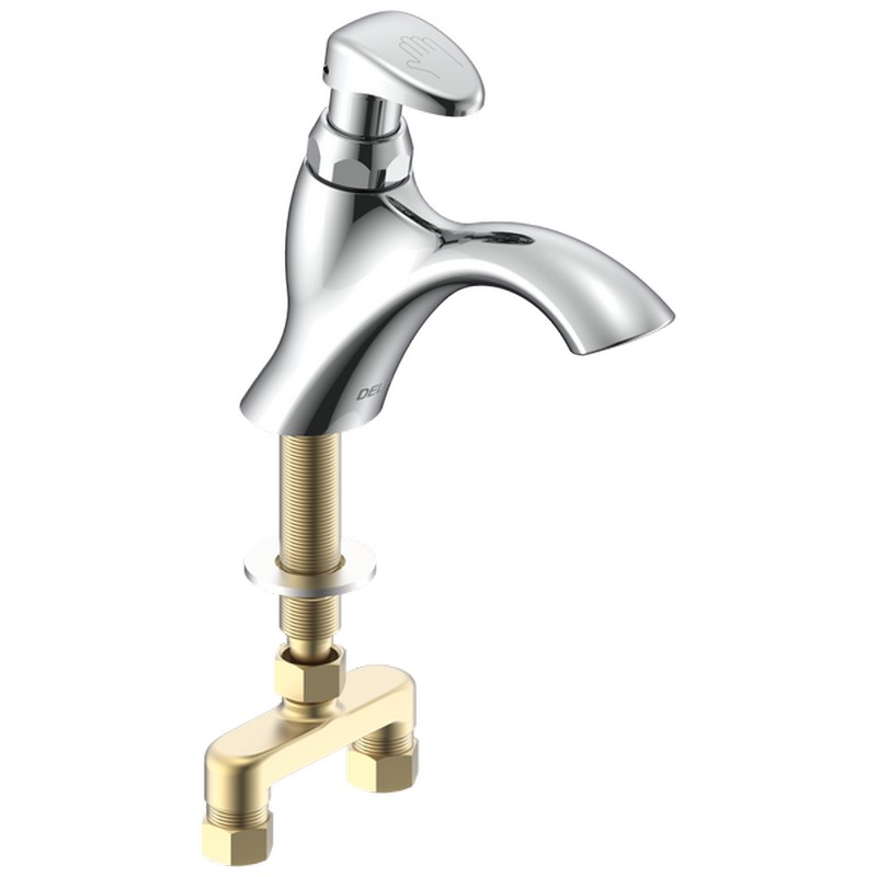 DELTA 87T911 COMMERCIAL 6 1/2 INCH SINGLE HOLE DECK MOUNT 0.35 GPM METERING BATHROOM FAUCET WITH SLOW CLOSE LEVER HANDLE - CHROME