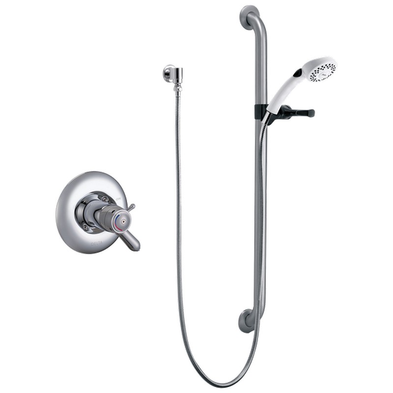 DELTA T17TH155-25 COMMERCIAL TEMPASSURE 17T SERIES DUAL FUNCTION THERMOSTATIC TUB AND SHOWER TRIM WITH HAND SHOWER AND INTEGRATED VOLUME CONTROL FOR LESS ROUGH-IN VALVE - CHROME