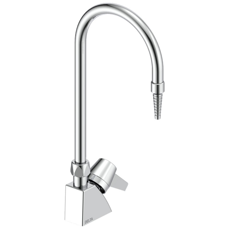 DELTA W6600-C COMMERCIAL 14 3/4 INCH ONE HOLE AND SINGLE HOLE MOUNT LABORATORY FAUCET WITH COLD WATER INDEX HANDLE AND SERRATED NOZZLE ONE LEVER BLADE - CHROME