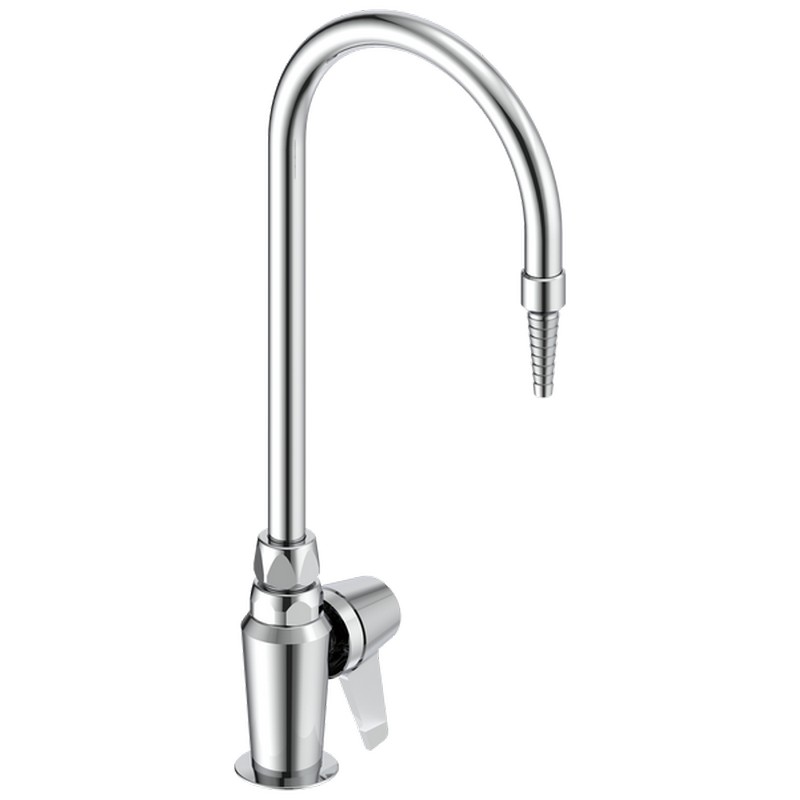 DELTA W6601-C COMMERCIAL 15 7/8 INCH SINGLE HOLE DECK MOUNT LABORATORY FAUCET WITH COLD WATER INDEX ONE LEVER BLADE HANDLE AND SERRATED NOZZLE - CHROME