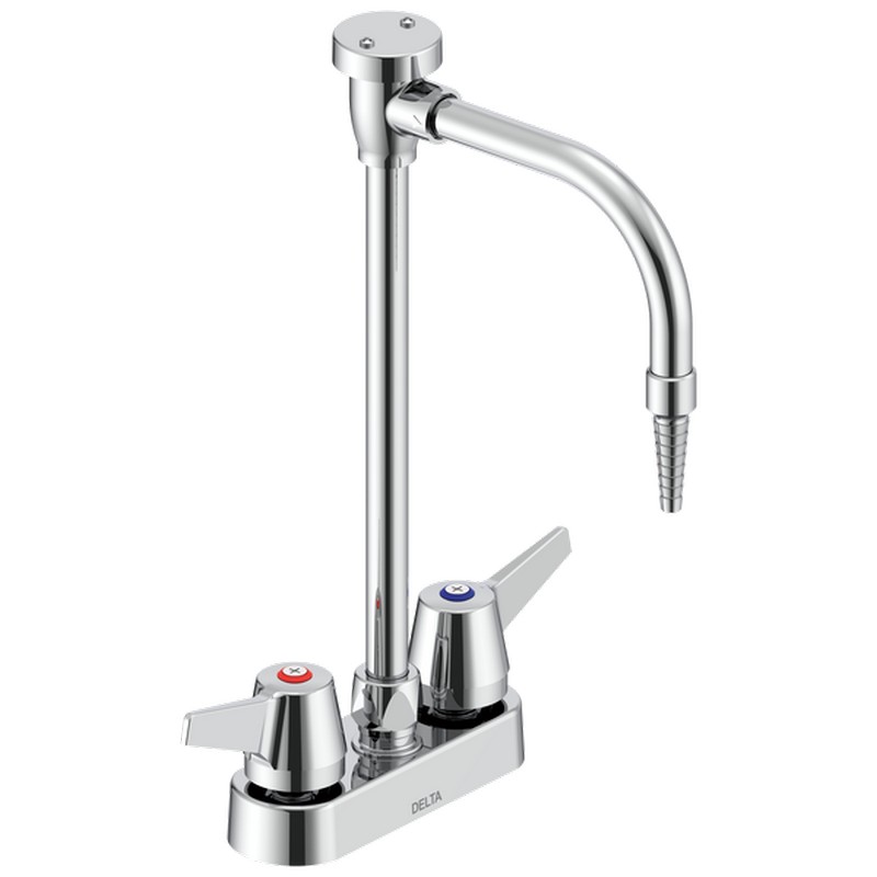 DELTA W6720-10-C COMMERCIAL 13 1/4 INCH THREE HOLE DECK MOUNT LABORATORY FAUCET WITH TWO LEVER BLADE HANDLES - CHROME
