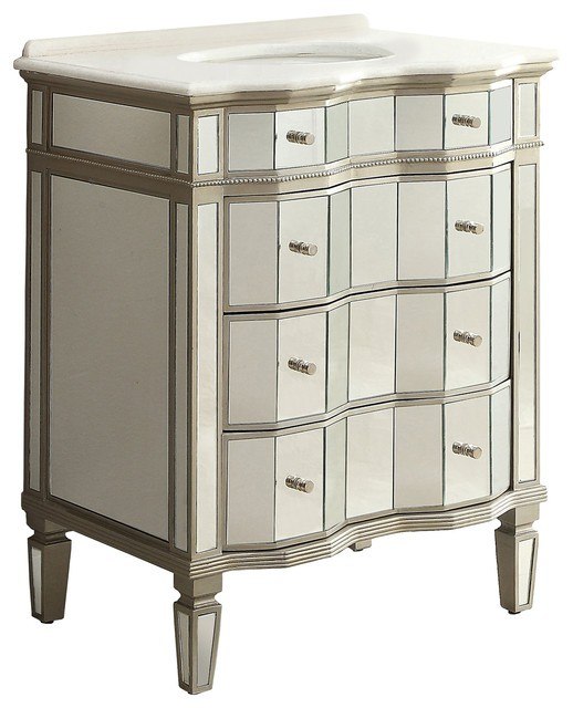 Chans Furniture K2274 30 Asselin 30 Inch Silver All Mirrored