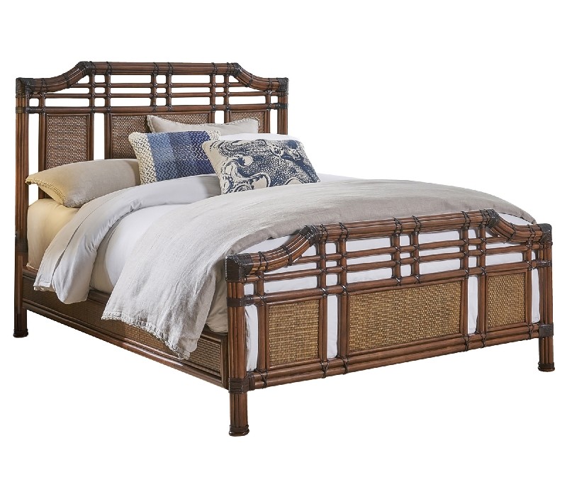 HOSPITALITY RATTAN 1102-5643-ATQ-QB PALM COVE 65 INCH QUEEN COMPLETE BED - ANTIQUE