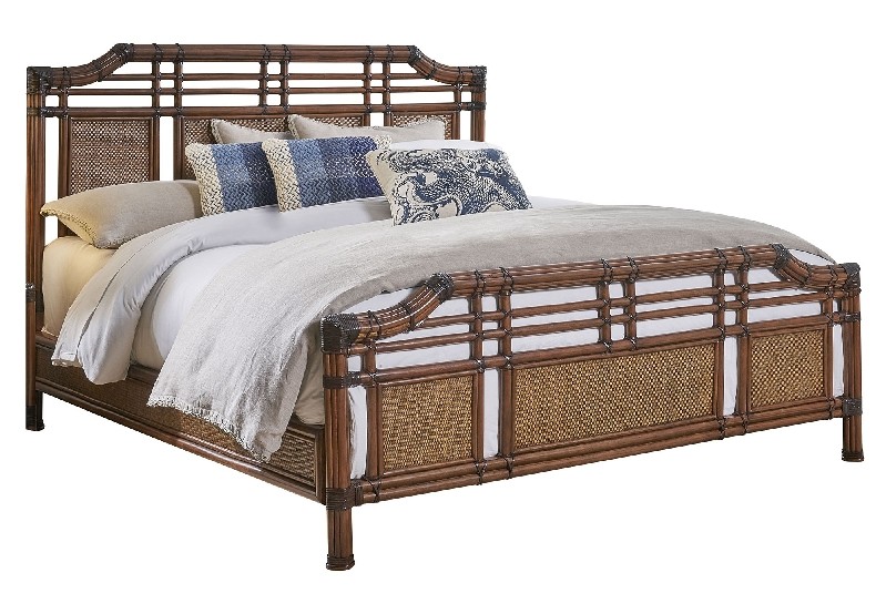 HOSPITALITY RATTAN 1102-5647-ATQ-KB PALM COVE 83 INCH KING COMPLETE BED - ANTIQUE