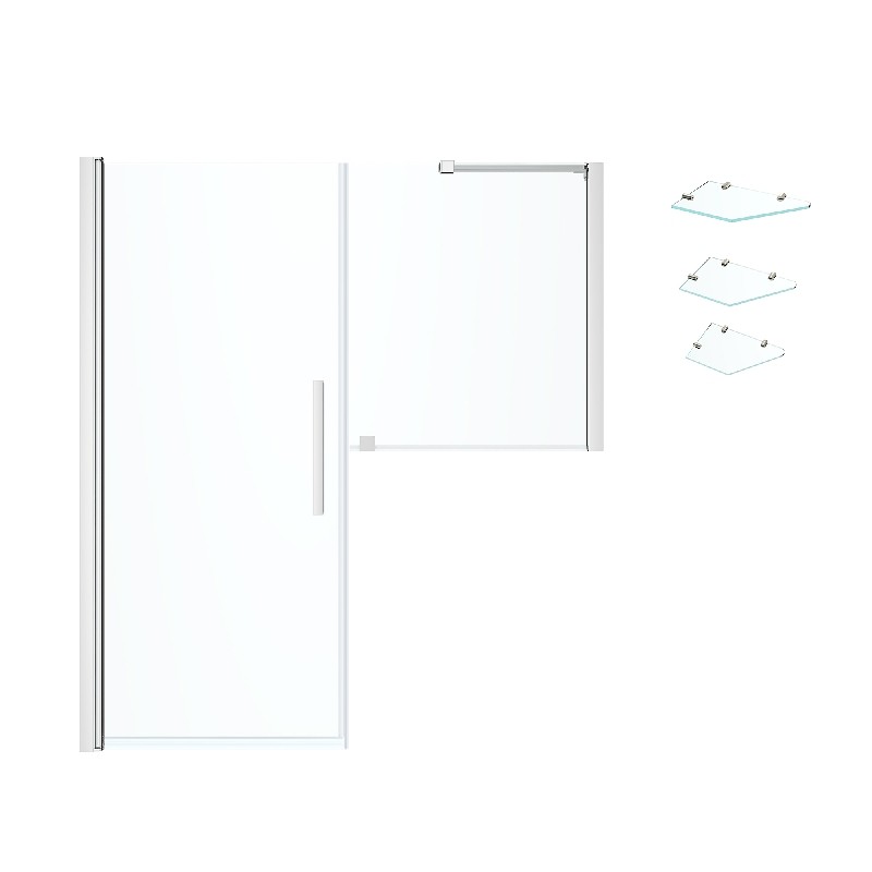 OVE DECORS PA059001 ENDLESS PASADENA 53 7/8 INCH BUTTRESS ALCOVE FRAMELESS SHOWER DOOR WITH SHELVES