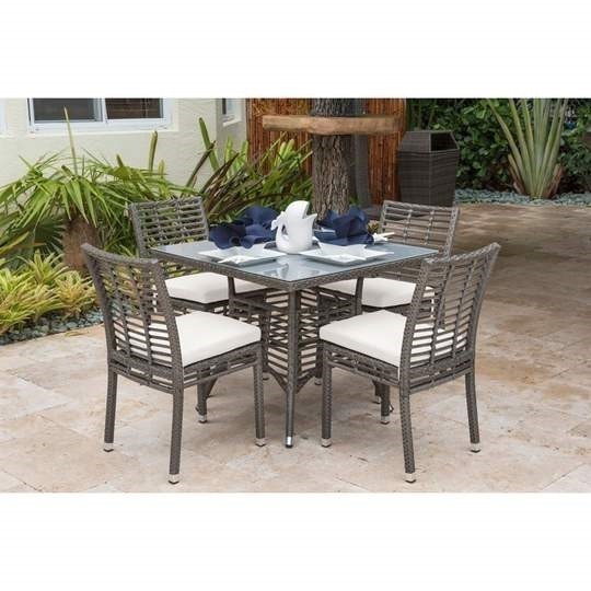 PANAMA JACK PJO-1601-GRY-5DS-CUSH GRAPHITE 5-PIECE SIDE CHAIR AND DINING SET WITH CUSHIONS