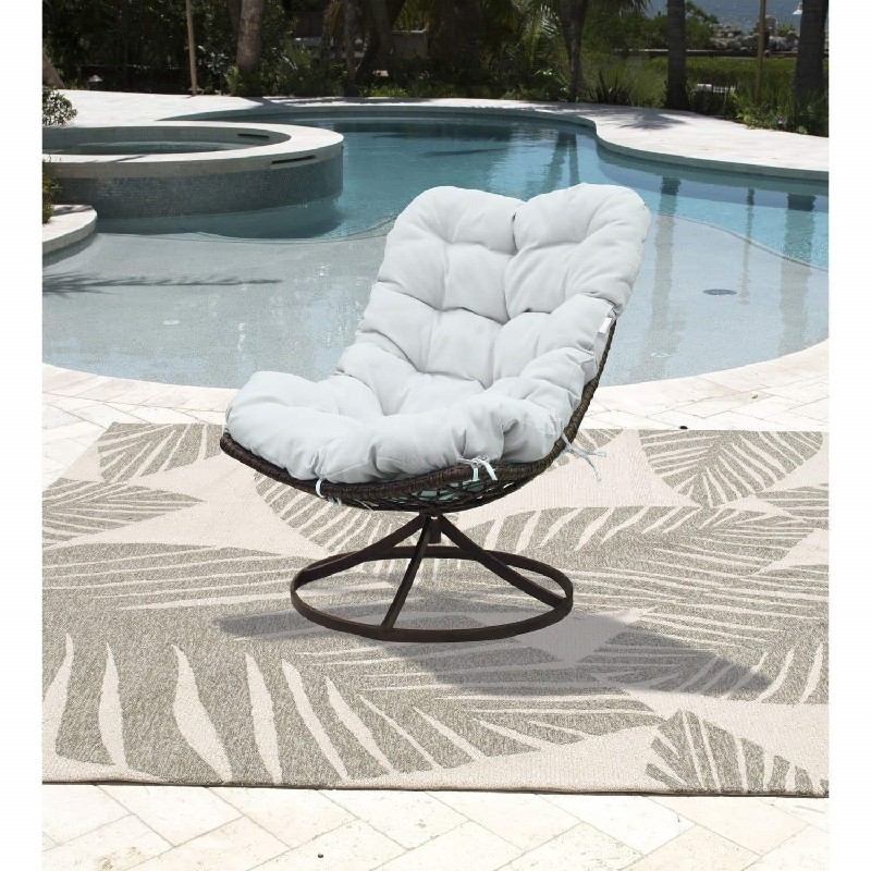 PANAMA JACK PJO-9001-GB-SW ACCENTS 29 INCH OUTDOOR SWIVEL CHAIR WITH CUSHION - BROWN