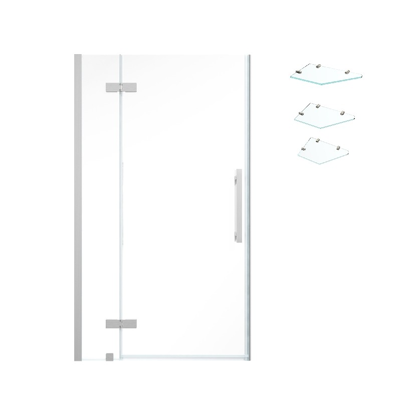 OVE DECORS TA130001 ENDLESS TAMPA 37 5/8 INCH ALCOVE FRAMELESS HINGE SHOWER DOOR WITH SHELVES