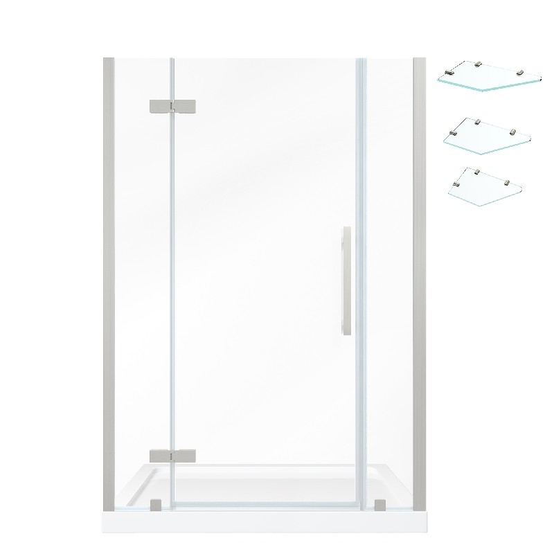 OVE DECORS TA133071 ENDLESS TAMPA 48 INCH ALCOVE FRAMELESS HINGE SHOWER DOOR WITH BASE AND SHELVES