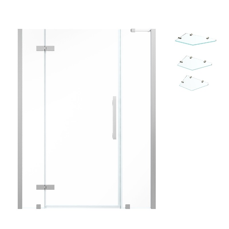 OVE DECORS TA135001 ENDLESS TAMPA 52 1/8 INCH ALCOVE FRAMELESS HINGE SHOWER DOOR WITH SHELVES