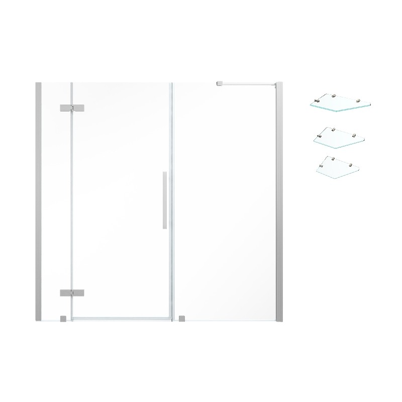 OVE DECORS TA137001 ENDLESS TAMPA 69 3/8 INCH ALCOVE FRAMELESS HINGE SHOWER DOOR WITH SHELVES