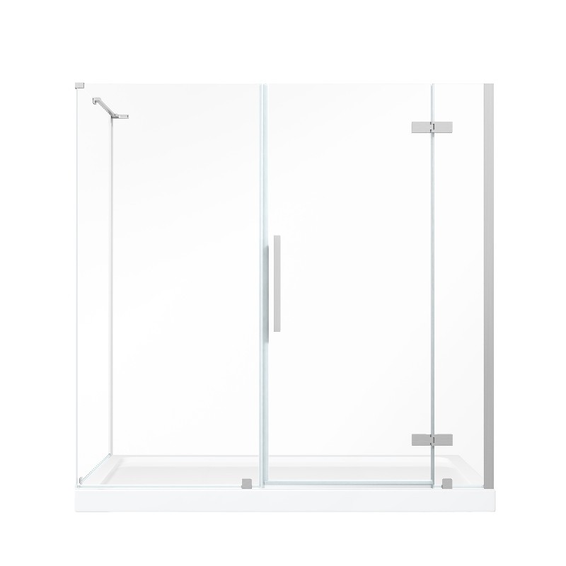 OVE DECORS TA1381A0 ENDLESS TAMPA 72 INCH CORNER FRAMELESS HINGE SHOWER DOOR WITH BASE