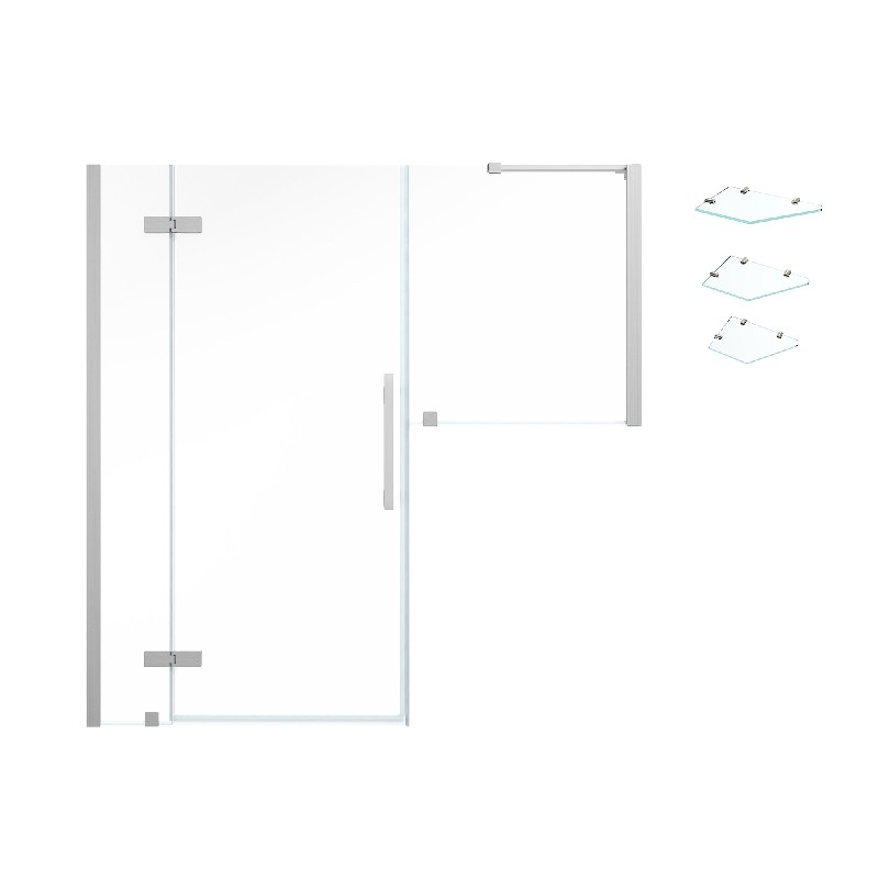 OVE DECORS TA139001 ENDLESS TAMPA 62 1/8 INCH BUTTRESS ALCOVE FRAMELESS SHOWER DOOR WITH SHELVES