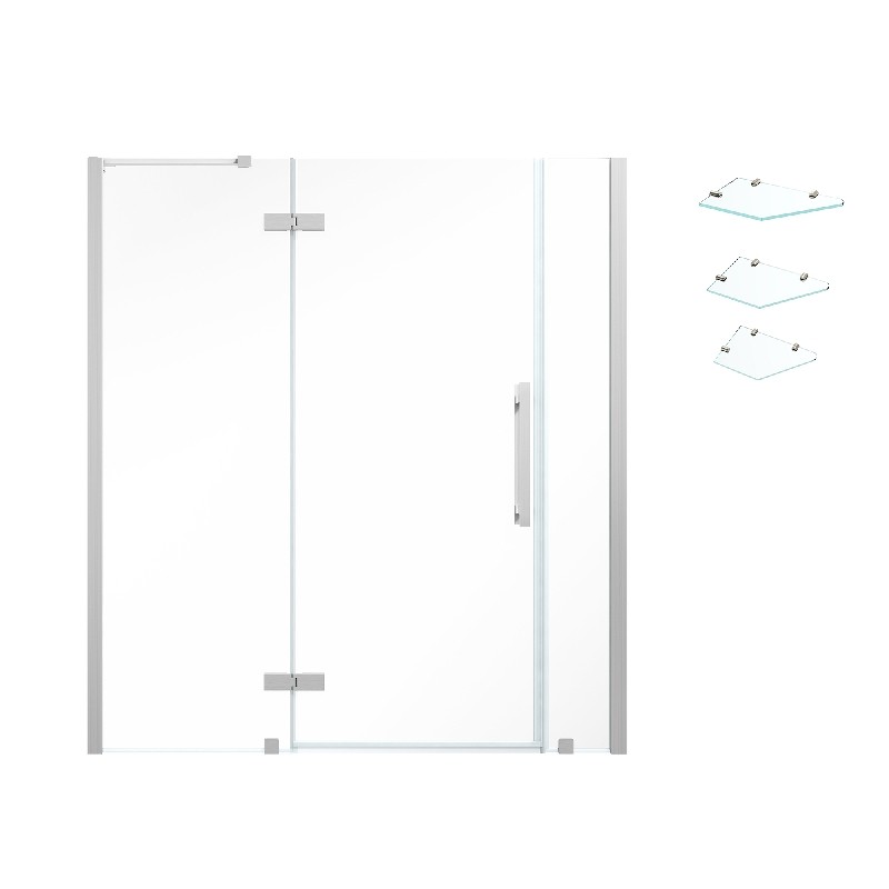 OVE DECORS TA231001 ENDLESS TAMPA 58 1/8 INCH ALCOVE FRAMELESS HINGE SHOWER DOOR WITH SHELVES