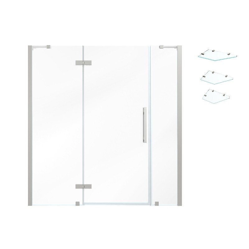 OVE DECORS TA234001 ENDLESS TAMPA 64 1/8 INCH ALCOVE FRAMELESS HINGE SHOWER DOOR WITH SHELVES