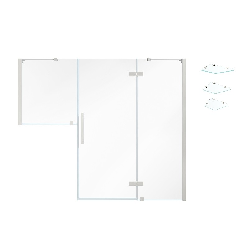 OVE DECORS TA239001 ENDLESS TAMPA 76 1/8 INCH BUTTRESS ALCOVE FRAMELESS SHOWER DOOR WITH SHELVES