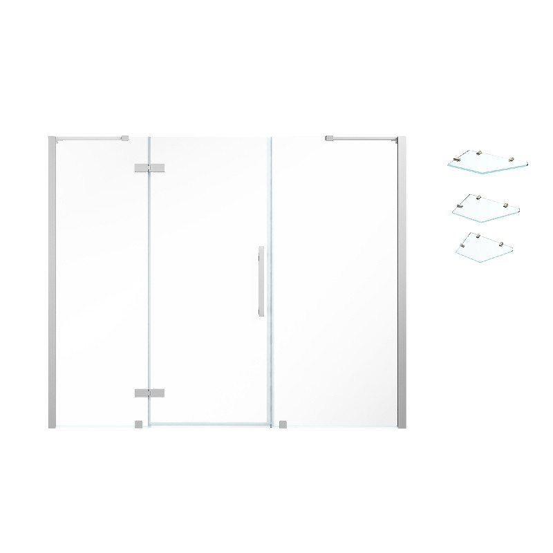 OVE DECORS TA246001 ENDLESS TAMPA 87 3/8 INCH ALCOVE FRAMELESS HINGE SHOWER DOOR WITH SHELVES