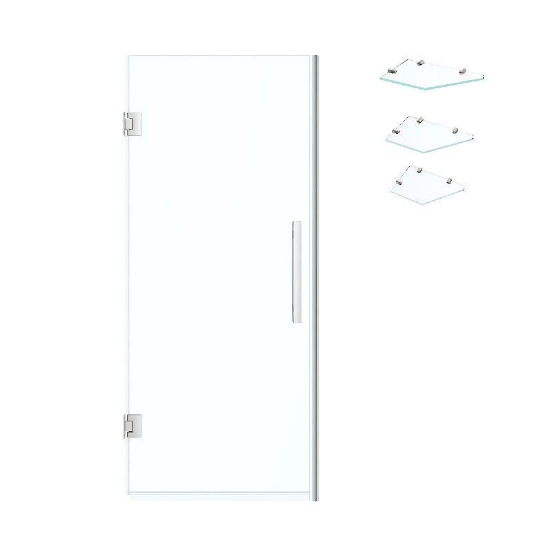 OVE DECORS TP010001 ENDLESS TAMPA-PRO 24 3/4 INCH ALCOVE FRAMELESS HINGE SHOWER DOOR WITH SHELVES