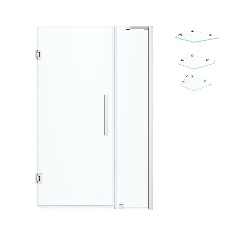 OVE DECORS TP014001 ENDLESS TAMPA-PRO 37 1/8 INCH ALCOVE FRAMELESS HINGE SHOWER DOOR WITH SHELVES