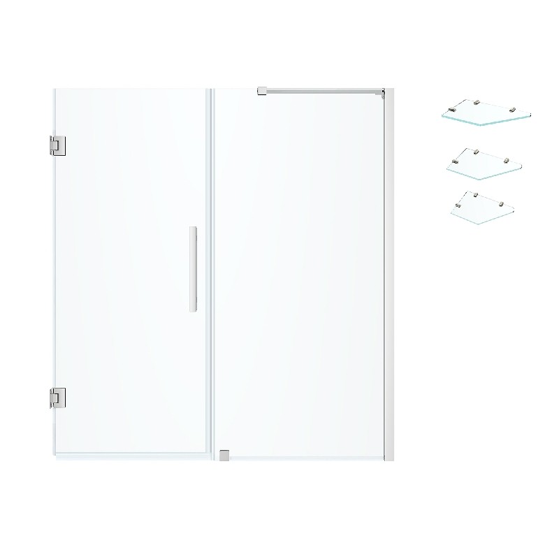 OVE DECORS TP016001 ENDLESS TAMPA-PRO 54 3/8 INCH ALCOVE FRAMELESS HINGE SHOWER DOOR WITH SHELVES