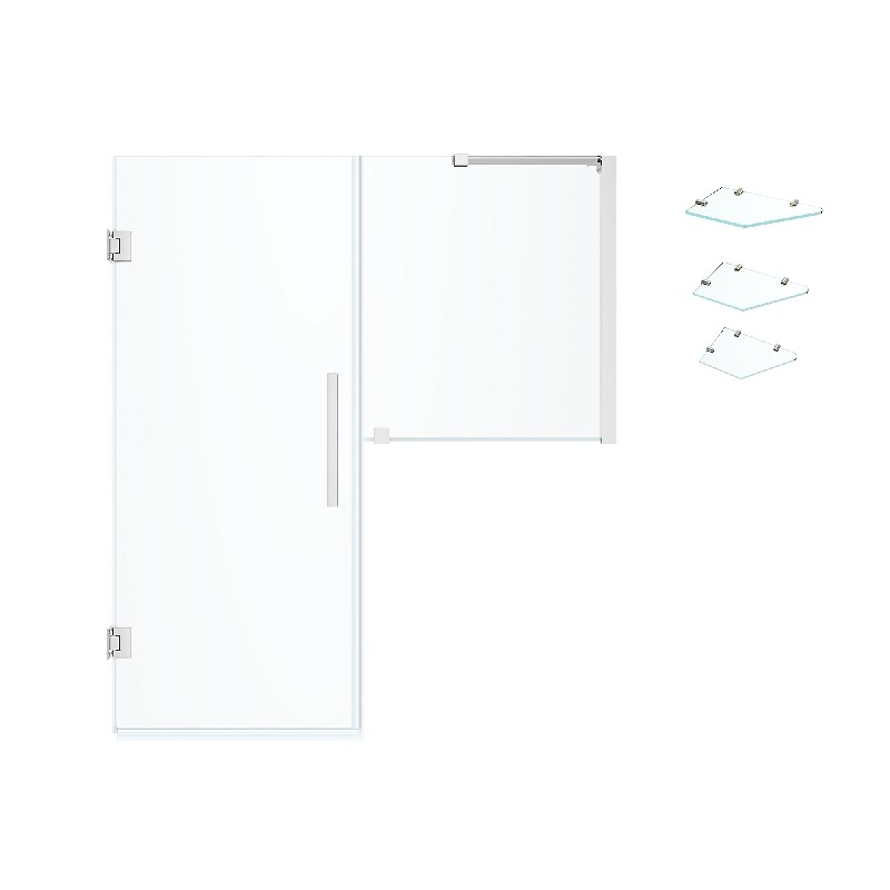 OVE DECORS TP019001 ENDLESS TAMPA-PRO 49 1/8 INCH BUTTRESS ALCOVE FRAMELESS SHOWER DOOR WITH SHELVES