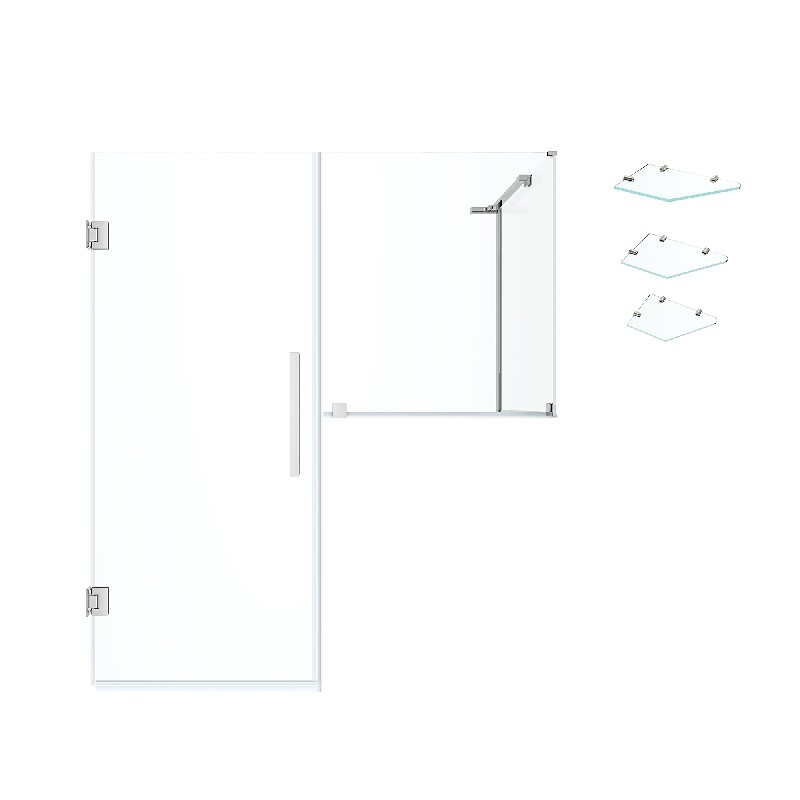 OVE DECORS TP01A401 ENDLESS TAMPA-PRO 53 7/8 INCH BUTTRESS CORNER FRAMELESS SHOWER DOOR WITH SHELVES