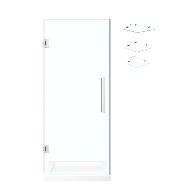 OVE DECORS TP0200E1 ENDLESS TAMPA-PRO 32 INCH ALCOVE FRAMELESS HINGE SHOWER DOOR WITH BASE AND SHELVES