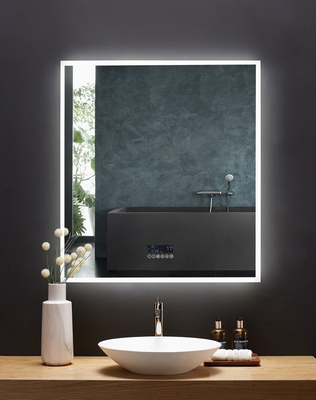 ANCERRE DESIGNS LEDM-IMMERSION-36 IMMERSION 36 X 40 INCH LED FRAMELESS MIRROR WITH BLUETOOTH, DEFOGGER AND DIGITAL DISPLAY