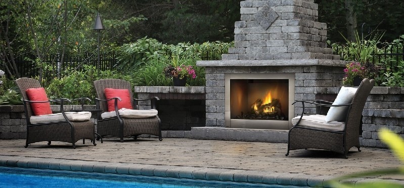 NAPOLEON GSS42CFN RIVERSIDE 46 1/2 INCH BUILD-IN CLEAN FACE OUTDOOR GAS FIREPLACE - STAINLESS STEEL