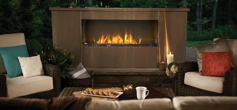 NAPOLEON GSS48E GALAXY 50 1/2 INCH LINEAR OUTDOOR FIREPLACE WITH ELECTRONIC IGNITION