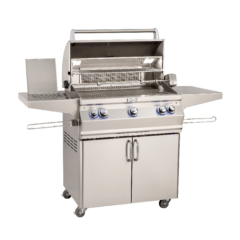 FIRE MAGIC GRILLS A540S-7A-62 AURORA 30 INCH PORTABLE GRILL WITH SINGLE SIDE BURNER AND ANALOG THERMOMETER WITHOUT BACK BURNER