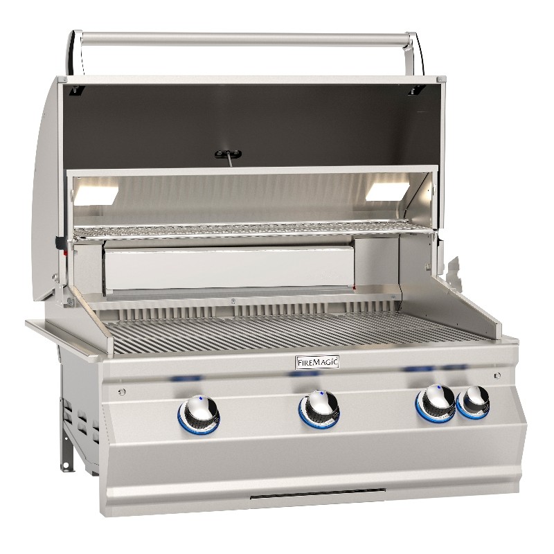 FIRE MAGIC GRILLS A660I-8A AURORA 31 1/4 INCH BUILT-IN GRILL WITH ANALOG THERMOMETER AND BACK BURNER