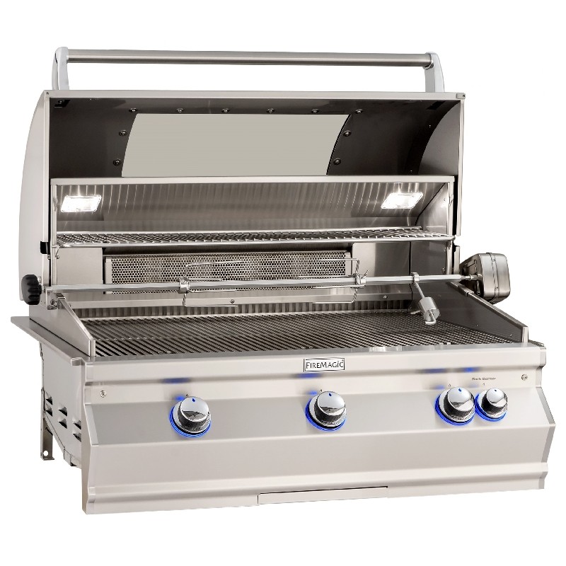 FIRE MAGIC GRILLS A790I-7A-W AURORA 37 3/4 INCH BUILT-IN GRILL WITH ANALOG THERMOMETER AND VIEW WINDOW WITHOUT BACK BURNER
