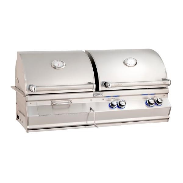 FIRE MAGIC GRILLS A830I-7A-CB AURORA 50 1/4 INCH BUILT-IN GAS AND CHARCOAL COMBO BBQ GRILL WITH ANALOG THERMOMETER