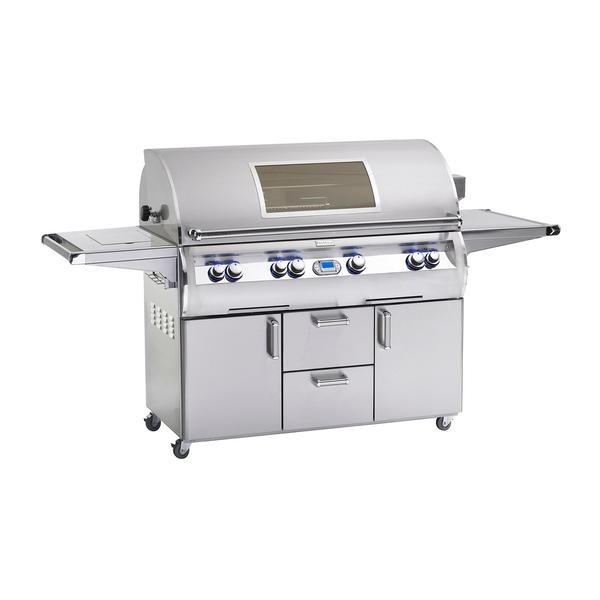 FIRE MAGIC GRILLS E1060S-81-62-W ECHELON DIAMOND 117 INCH FREE-STANDING GRILL WITH SINGLE SIDE BURNER, ROTISSERIE, DIGITAL THERMOMETER AND VIEW WINDOW