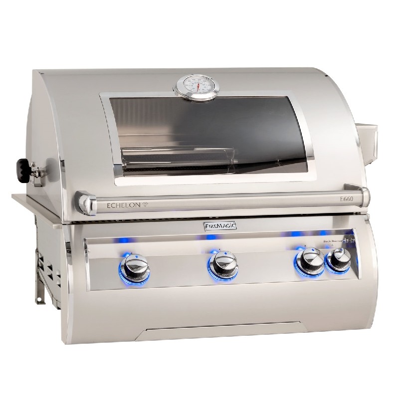 FIRE MAGIC GRILLS E660I-8A-W ECHELON 31 1/4 BUILT-IN GRILL WITH ANALOG THERMOMETER AND VIEW WINDOW
