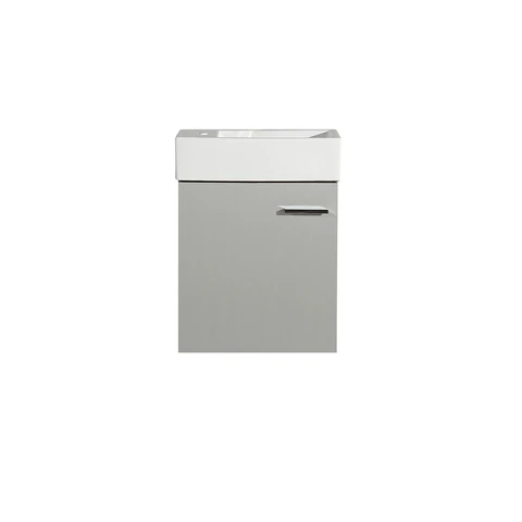 SWISS MADISON SM-BV613 COLMER 18 INCH WALL-MOUNTED SINGLE BATHROOM VANITY IN GREY ALUMINUM WITH WHITE BASIN