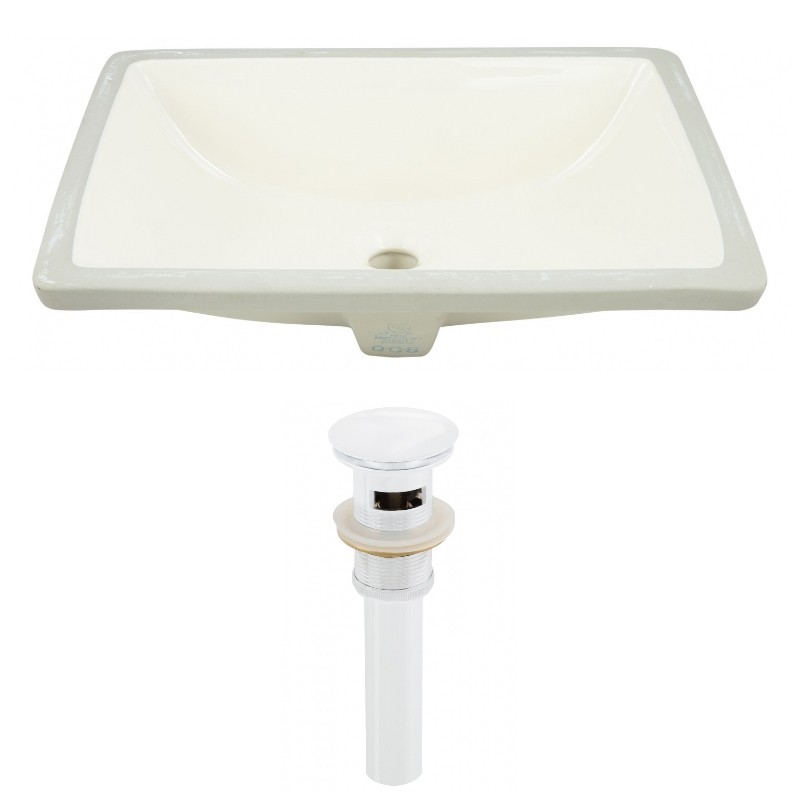 AMERICAN IMAGINATIONS AI-24834 18 1/4 INCH CUPC LISTED RECTANGLE UNDERMOUNT SINK SET IN BISCUIT WITH OVERFLOW DRAIN - WHITE HARDWARE