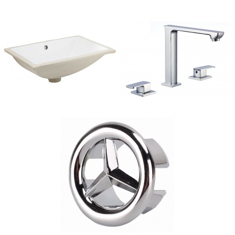 AMERICAN IMAGINATIONS AI-26662 20 3/4 INCH RECTANGLE UNDERMOUNT SINK SET IN WHITE - CHROME HARDWARE
