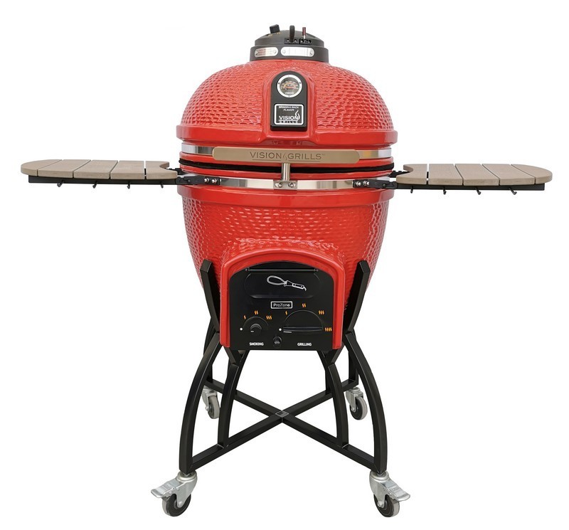 VISION GRILLS C-R4C1F1 C-SERIES 52 W X 47 H INCH PROFESSIONAL CERAMIC KAMADO GRILL IN RED