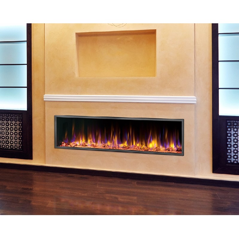 DYNASTY FIREPLACES DY-BEF64 HARMONY 64 1/4 INCH BUILT-IN LINEAR ELECTRIC FIREPLACE - BLACK