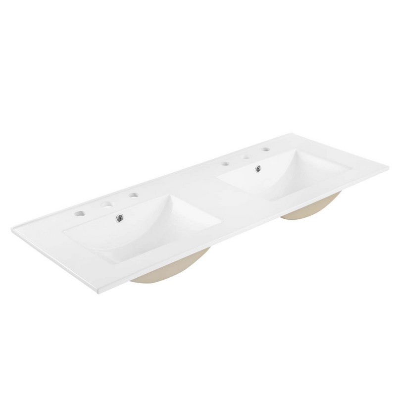 MODWAY EEI-4376-WHI CAYMAN 48 INCH CERAMIC DOUBLE BASIN VANITY TOP - WHITE