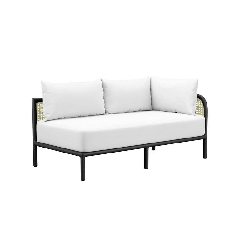 MODWAY EEI-5030-IVO-WHI HANALEI 57 INCH OUTDOOR PATIO RIGHT-ARM LOVESEAT - IVORY WHITE
