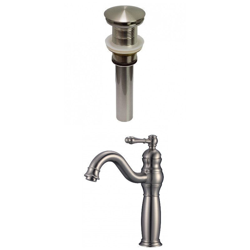 AMERICAN IMAGINATIONS AI-29480 9 7/8 INCH 1 HOLE CUPC LISTED LEAD FREE BRASS FAUCET SET WITH DRAIN- BRUSHED NICKEL