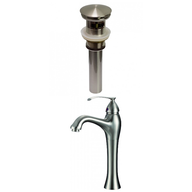 AMERICAN IMAGINATIONS AI-29483 12 1/4 INCH DECK MOUNT CUPC LISTED LEAD FREE BRASS FAUCET SET WITH OVERFLOW DRAIN - BRUSHED NICKEL