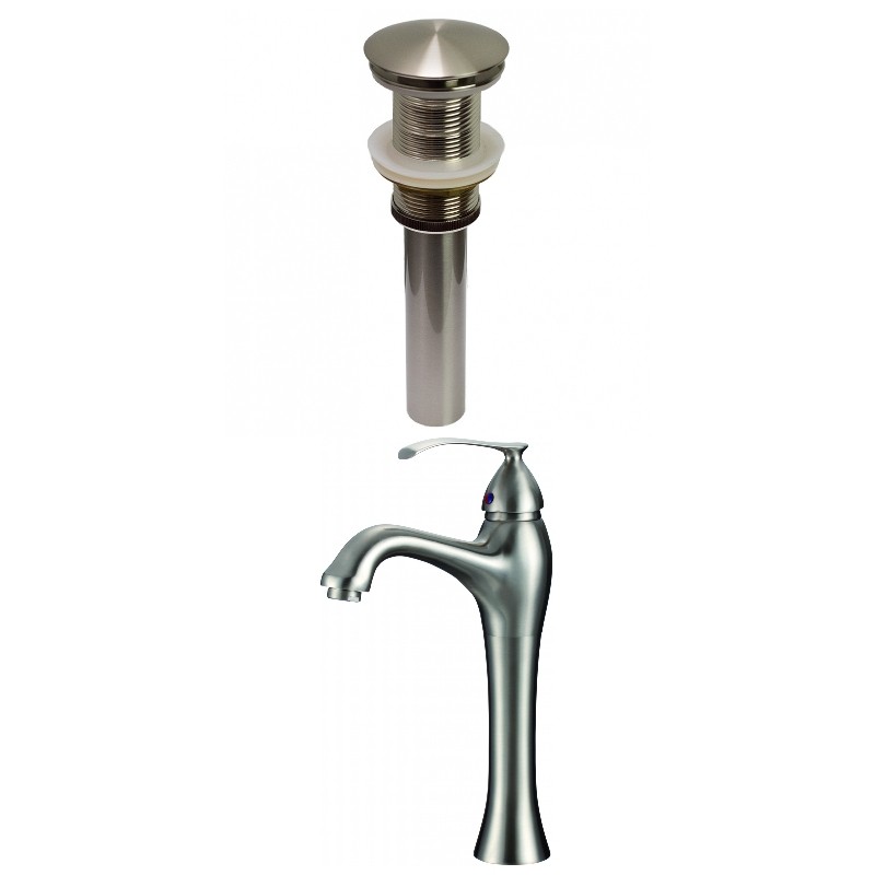 AMERICAN IMAGINATIONS AI-29484 12 1/4 INCH DECK MOUNT CUPC LISTED LEAD FREE BRASS FAUCET SET WITH DRAIN- BRUSHED NICKEL