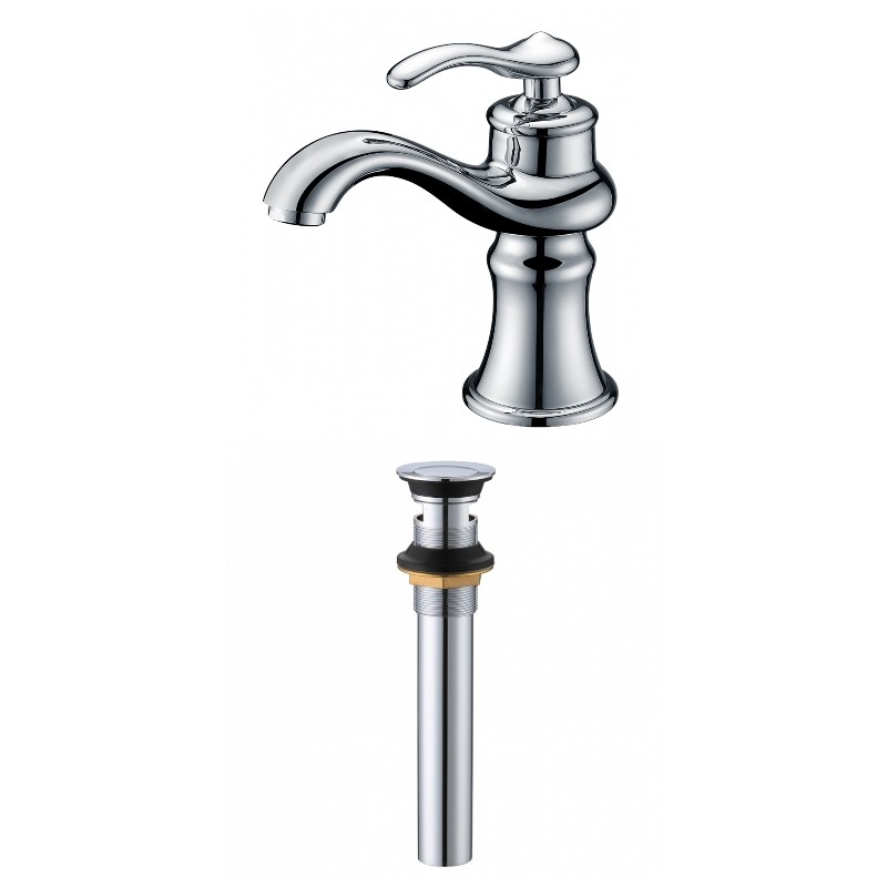 AMERICAN IMAGINATIONS AI-33670 FLORA 7 INCH 1 HOLE CUPC LISTED LEAD FREE BRASS FAUCET SET WITH OVERFLOW DRAIN - CHROME