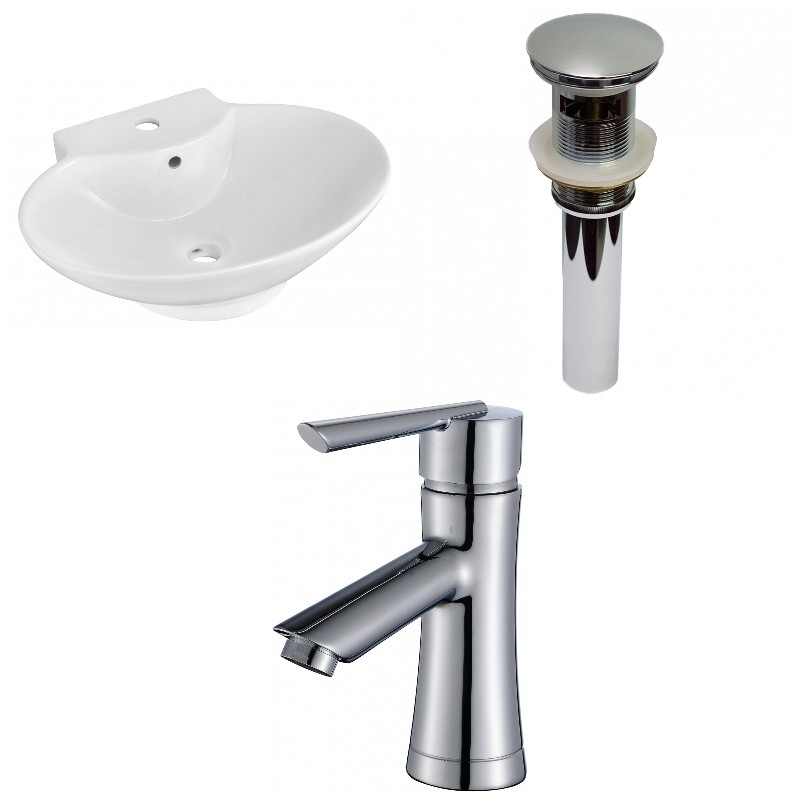 AMERICAN IMAGINATIONS AI-30637 22 3/4 INCH WALL MOUNT WHITE VESSEL SET FOR 1 HOLE CENTER FAUCET